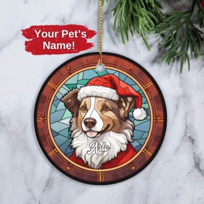 Personalized Border Collie Christmas Hat Ornament