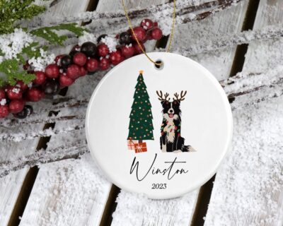 Personalized Border Collie Christmas Tree Ornament