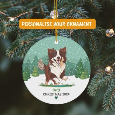 Personalized Border Collie Snow Ornament