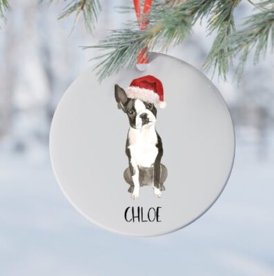 Personalized Boston Terrier Christmas Ornament