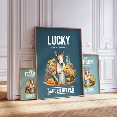 Personalized Bull Terrier In Garden Wall Art