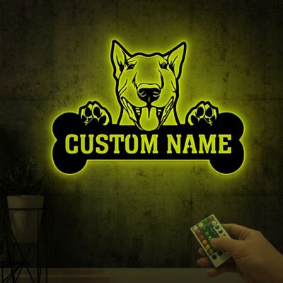 Personalized Bull Terrier Sign with Led Light