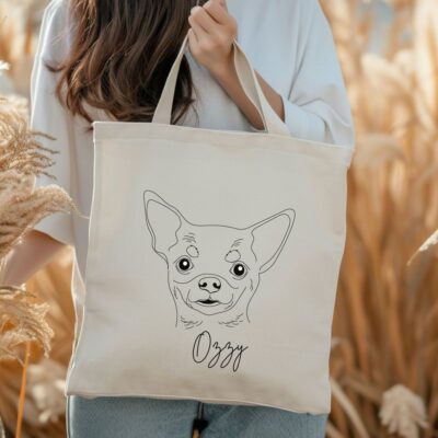 Personalized Chihuahua Portrait Outline Tote bag