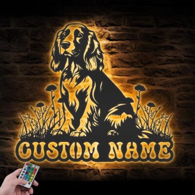 Personalized Cocker Spaniel Metal Wall Art LED Light