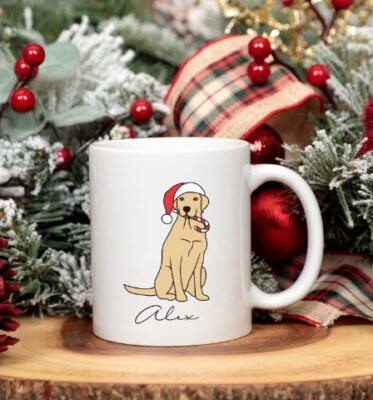 Personalized Cute Golden Retriever Christmas Mug