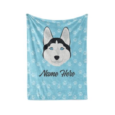 Personalized Cute Siberian Husky Blanket