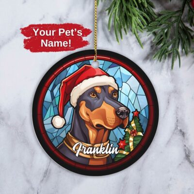 Personalized Doberman Christmas Hat Ornament