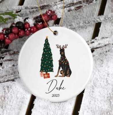 Personalized Doberman Christmas Tree Ornament