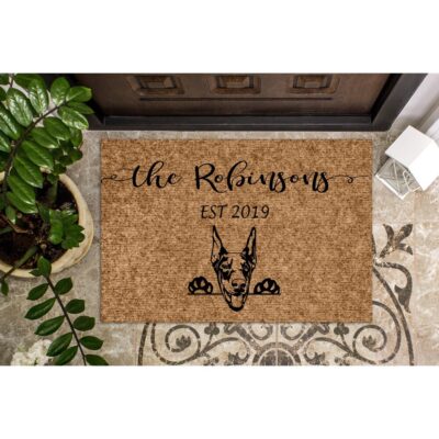 Personalized Doberman Pincher Dog Doormat