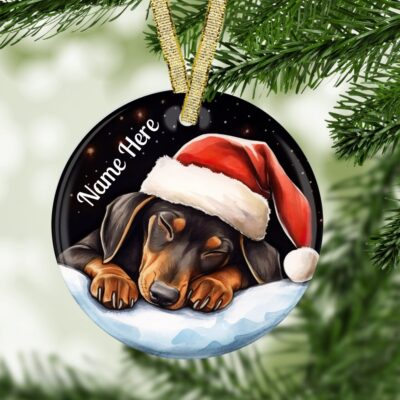 Personalized Doberman Sleeping Ornament