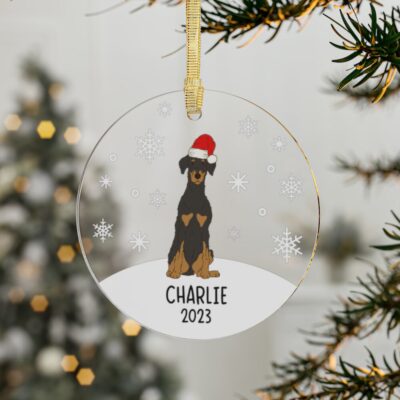 Personalized Doberman Snow Christmas Ornament