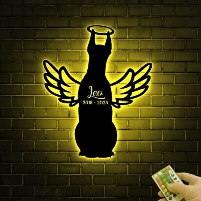 Personalized Doberman With Wings Metal Sign with Led Lights