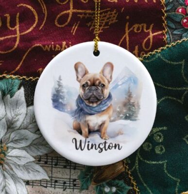 Personalized French Bulldog Winter Ornament