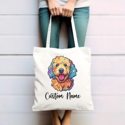 Personalized Golden Doodle Art Tote Bag