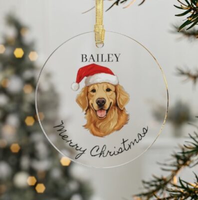 Personalized Golden Retriever Christmas Ornament