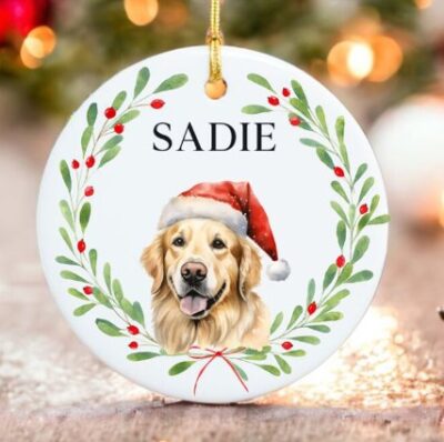 Personalized Golden Retriever Watercolor Ornament