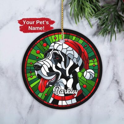 Personalized Great Dane Christmas Hat Ornament - Dog Gifts Store