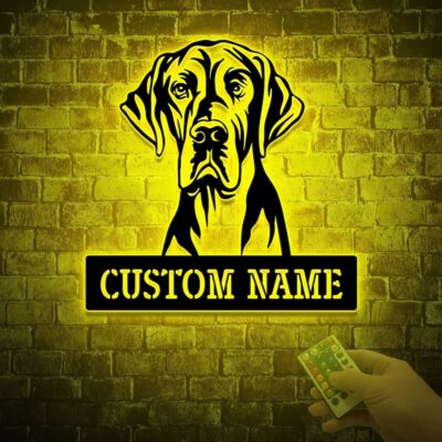 Personalized Great Dane Metal Sign With Lights