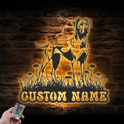 Personalized Great Dane Metal Wall Art LED Light