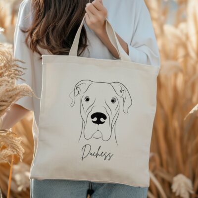 Personalized Great Dane Portrait Outline Tote Bag