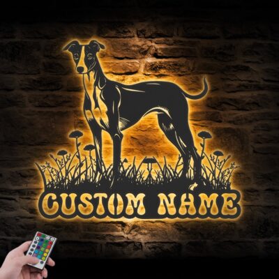 Personalized Greyhound Metal Sign With Led Lights