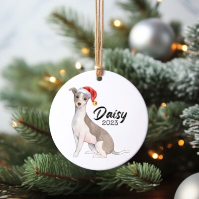 Personalized Greyhound Xmas Ornament