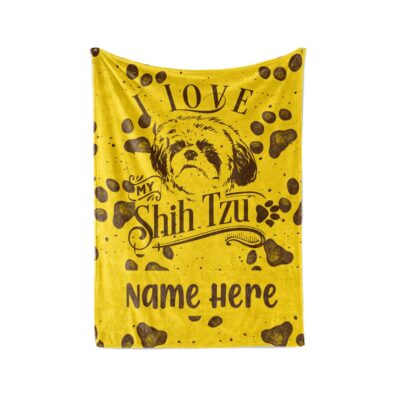 Personalized I Love Shih Tzu Blanket