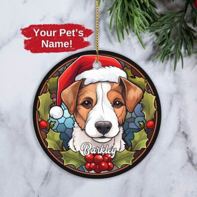 Personalized Jack Russell Terrier Christmas Hat Ornament