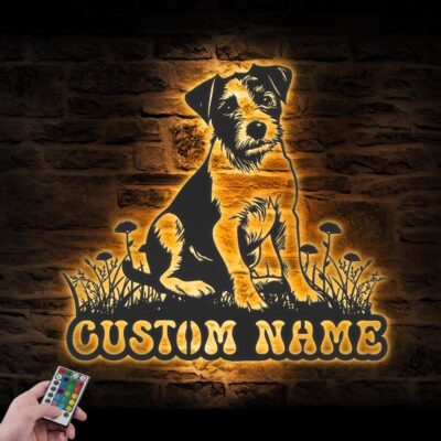 Personalized Jack Russell Terrier Metal Wall Art LED Light