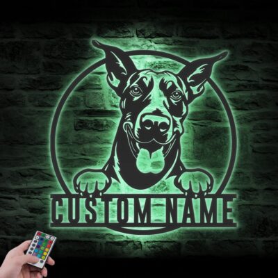 Personalized Love Doberman Metal Sign with Led Lights