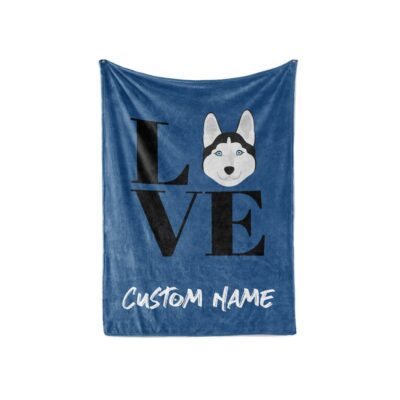 Personalized Love Siberian Husky Blanket