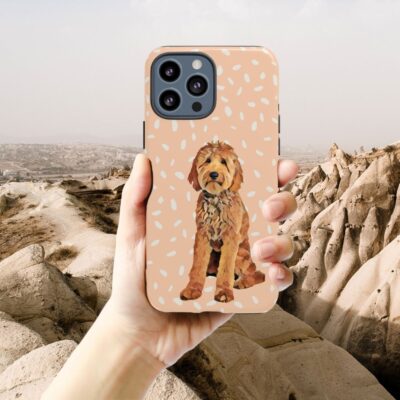 Personalized Peach Goldendoodle Phone Case