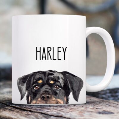 Personalized Peeking Rottweiler Mug