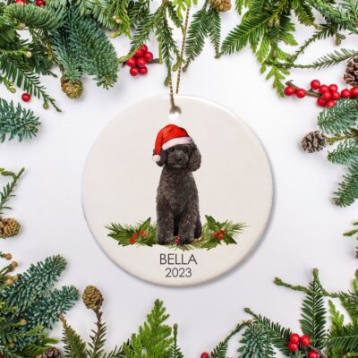 Personalized Poodle Christmas Hat Ornament