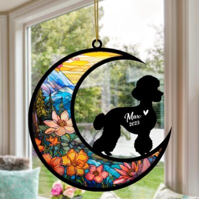 Personalized Poodle Dog Memorial Suncatcher