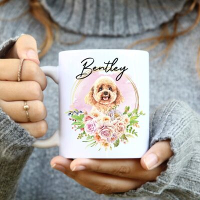 Personalized Poodle Flowers Mug