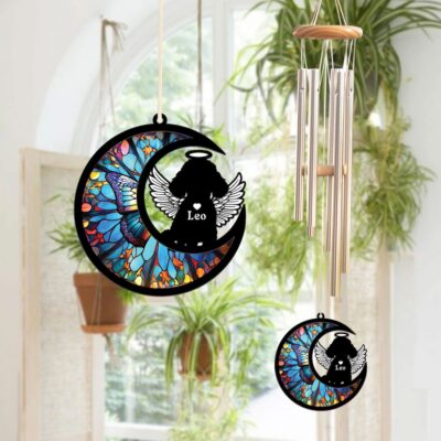 Personalized Poodle Memorial Wings Suncatcher