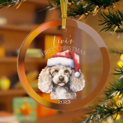 Personalized Poodle’s First Christmas Ornament