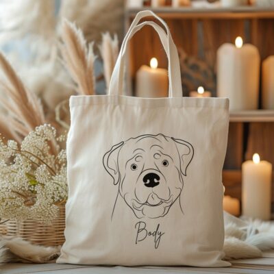 Personalized Rottweiler Outline Tote Bag