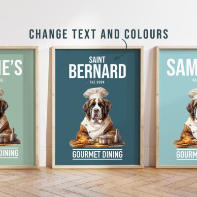 Personalized Saint Bernard In Kitchen Wall Art