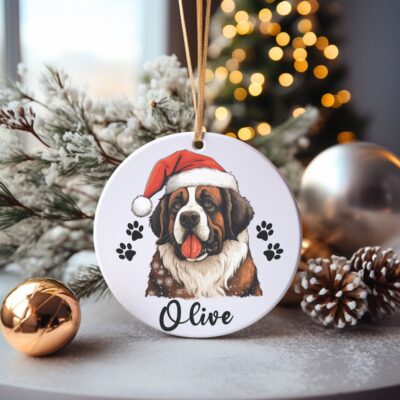 Personalized Saint Bernard Paw Ornament