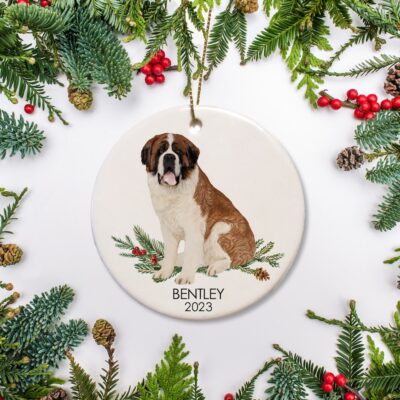 Personalized Saint Bernard Xmas Ornament