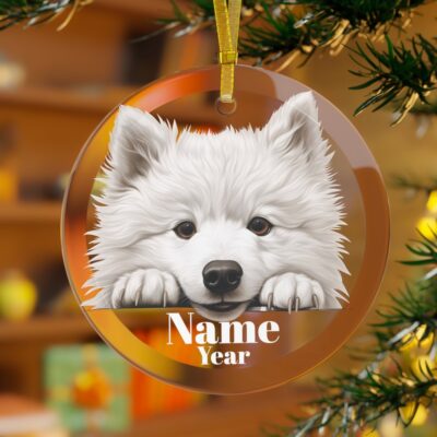 Personalized Samoyed Glass Ornament