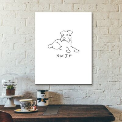 Personalized Scottish Terrier Line Drawing Wall Art