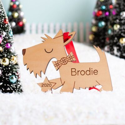 Personalized Scottish Terrier Wood Christmas Ornament