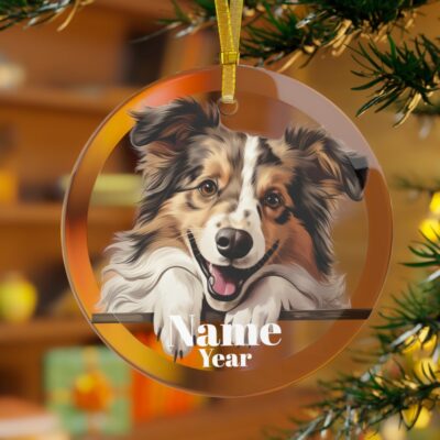 Personalized Shetland Sheepdog Glass Ornament