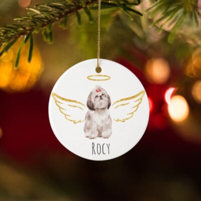 Personalized Shih Tzu Angel Wings Ornament