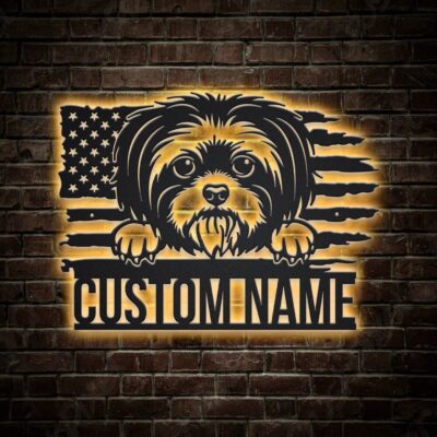 Personalized US Shih Tzu Dog Metal Sign With LED Light