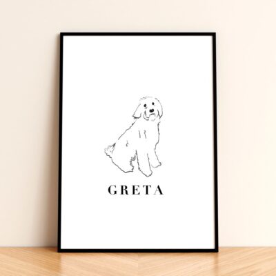 Personalzied Labradoodle Line Art Wall Art