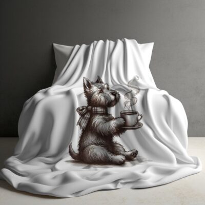 Scottish Terrier Drinking Coffee Blanket